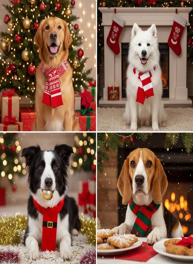 Liitrsh 4 Pcs Christmas Dog Knitted Scarf for Large Medium Dogs Xmas Pets Neck Warmer Holiday Decoration Bandanas Christmas Winter New Yearpets Scarf Costume - Image 3